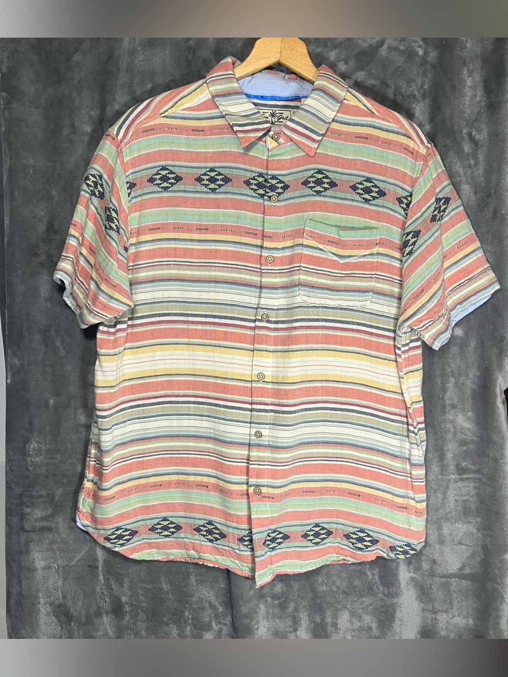 Vintage True Grit Multicolor Striped Short-Sleeve Button-Down Shirt